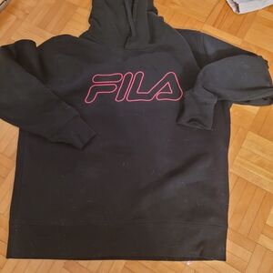 Fila Men's Black Hoodie with Red Logo
